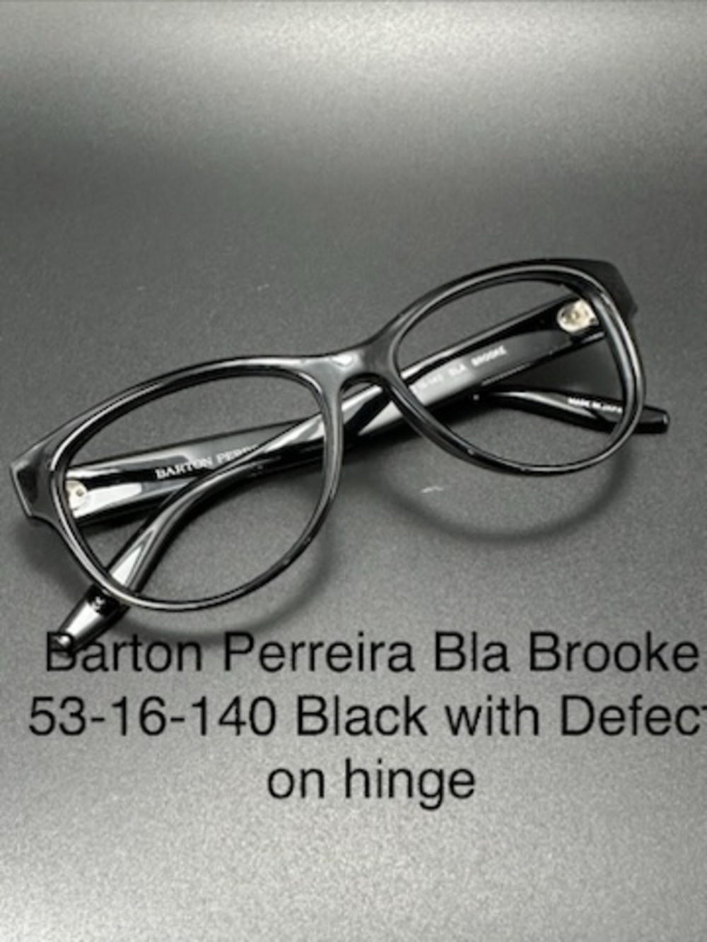 Barton Perreira Brooke Eyeglasses Cat eye Shiny Black Store Sample light defect